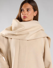Cream Scarf Long Coat