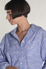 Embroidered Stripe Button Shirt