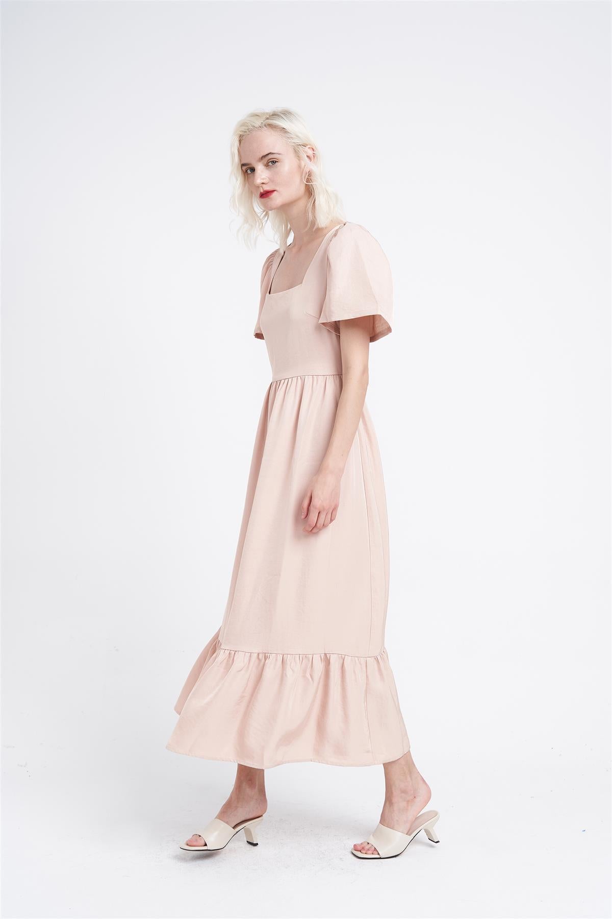 Sandstone Square-Neck- Maxi-Dress