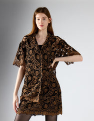 Black Brown Paisley Mini Skirt