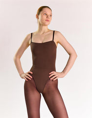 Square Neck Sleeveless Bodysuit - Brown