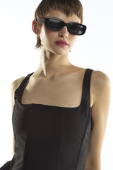 Bubble Hem Mini Dress - Lottie Black