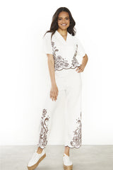 AN4183 OFF WHITE BROWN TROUSERS & LEGGINGS