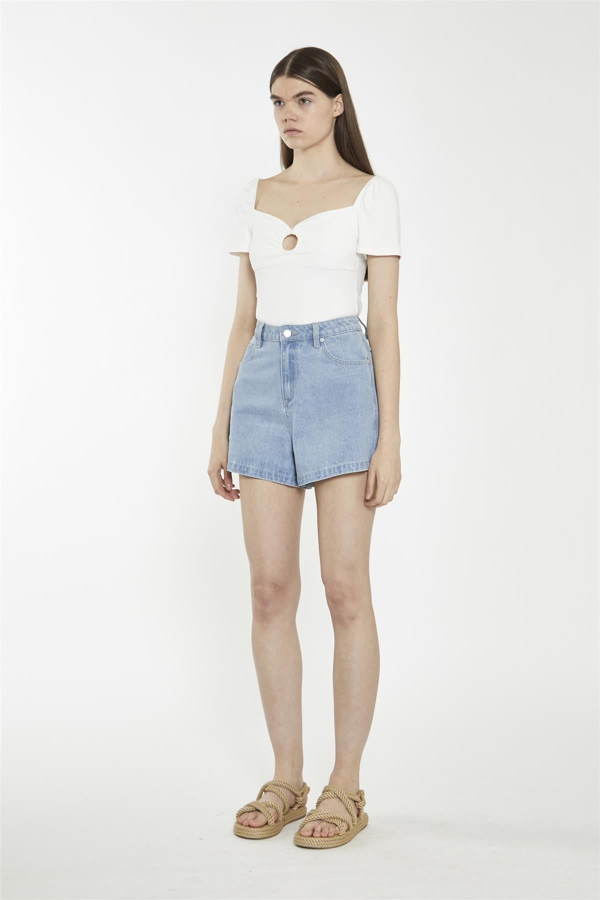 Sweetheart Neck Bodysuit - Off White Rib