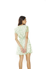 LADIES DRESS-APPLE GREEN DITSY-2XtraLarge
