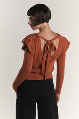 Orange Rust Ruffle Long Sleeve Jumper