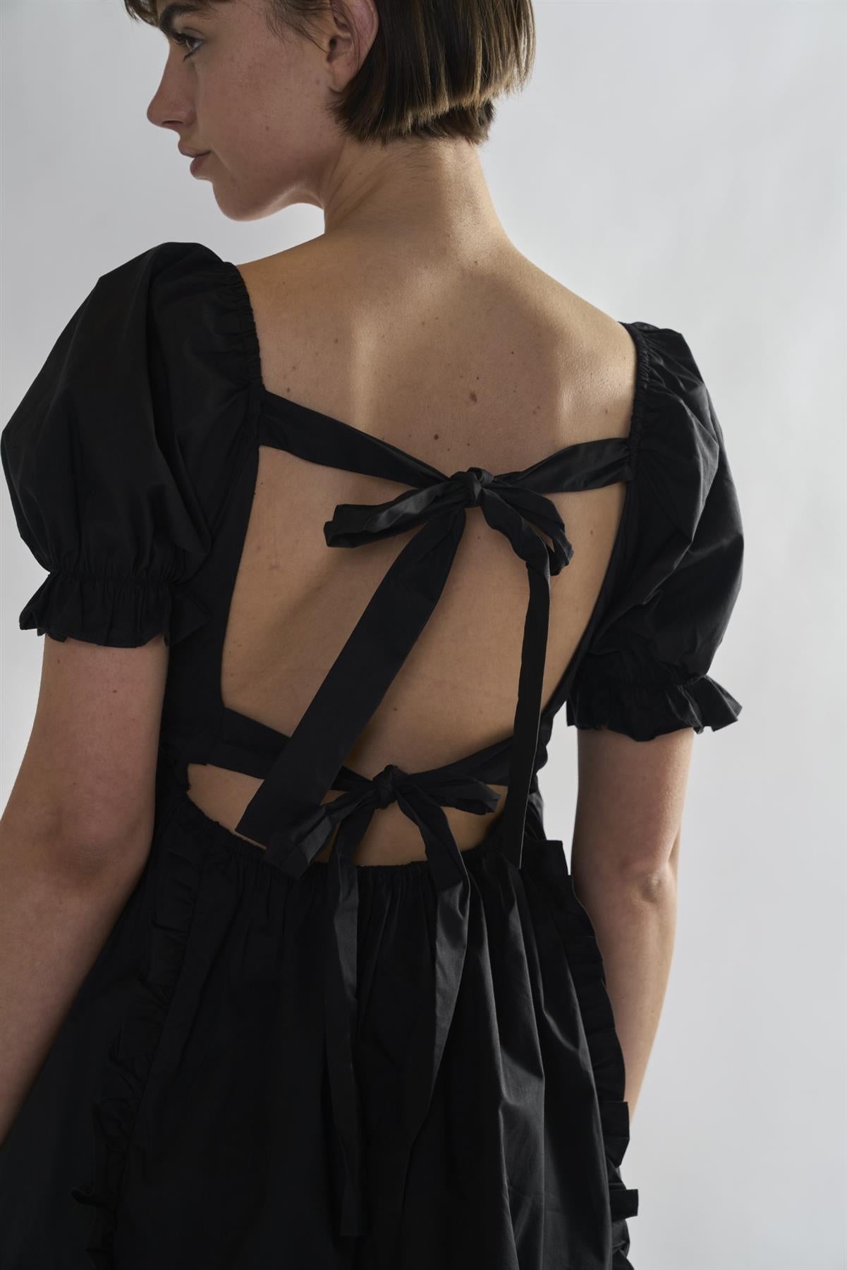 Black Tie-Back Mini-Dresses