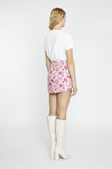 Pink Red Vintage Floral A-Line Mini-Skirt