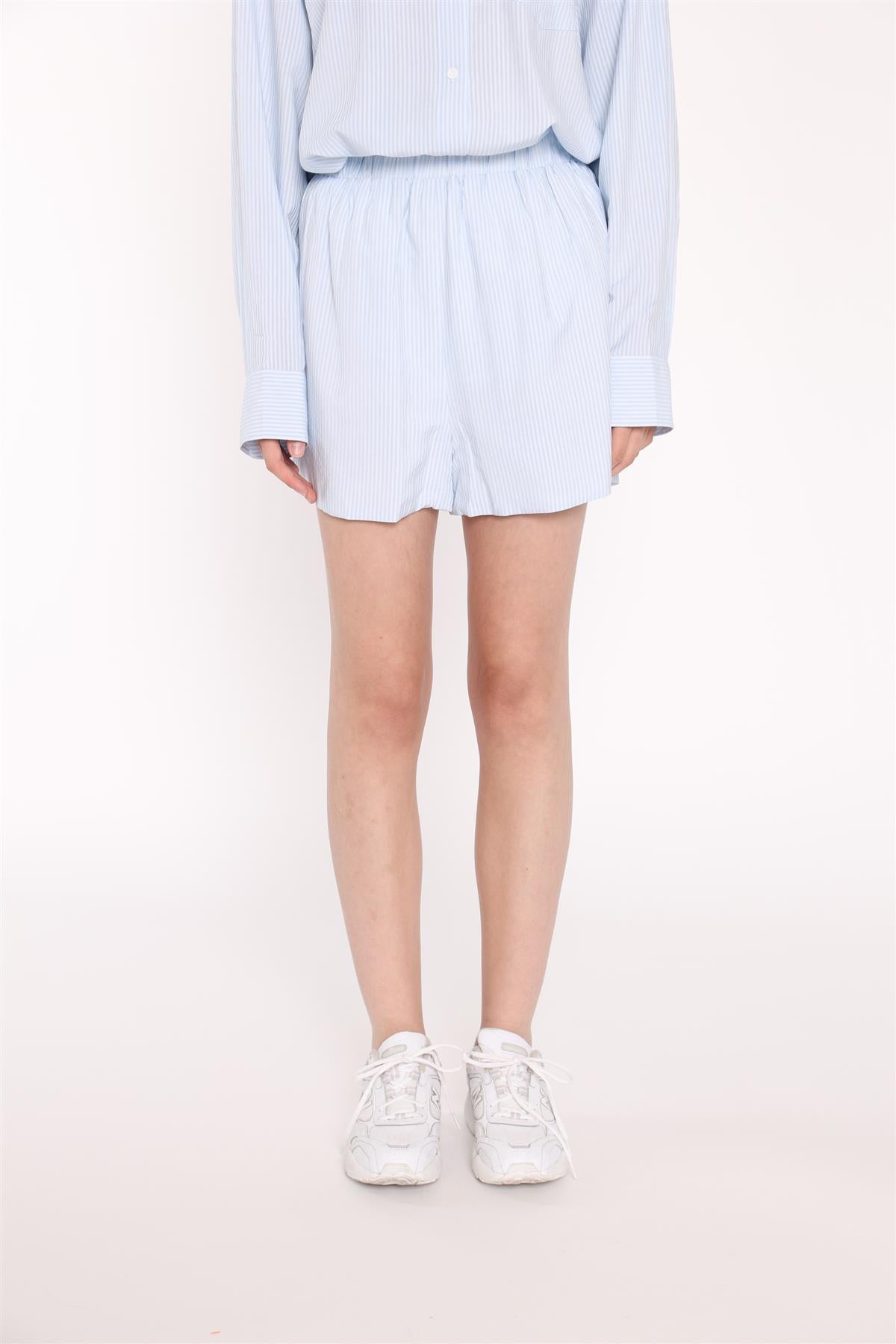Light-Blue Stripe Side Split Shorts