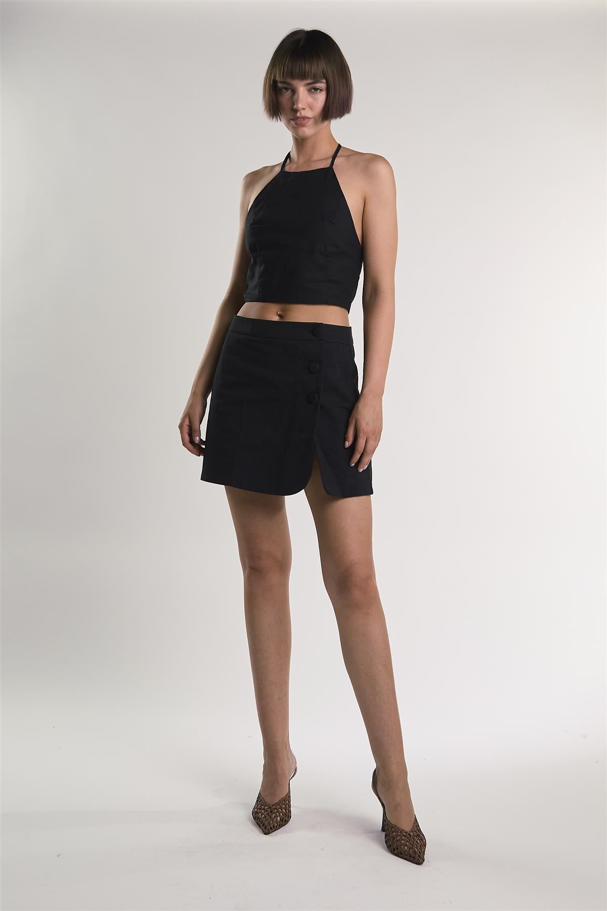 Black Halter-Neck Crop-Top