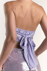 Lilac Sateen Badana Strapless Top