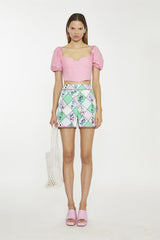 Sweetheart Neckline Crop top - Geranium Pink