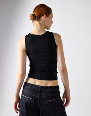 Ruched Vest Top - Black