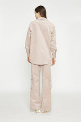 Blush Cord Ribbed Long-Sleeve Top