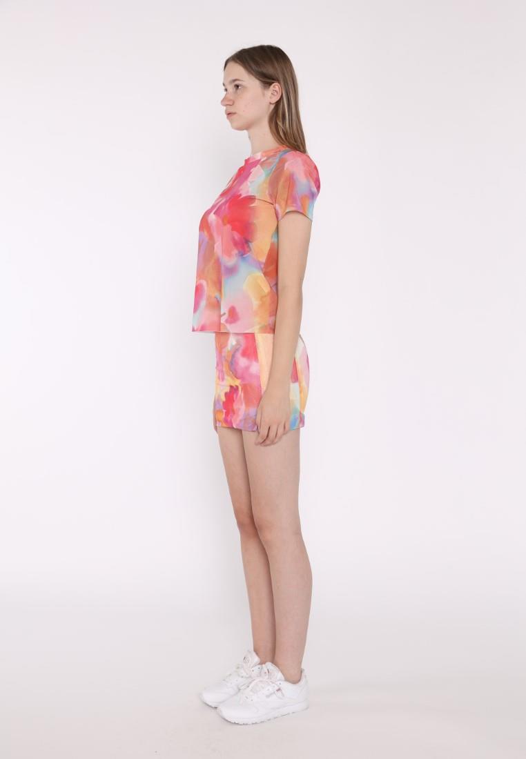 Mini Skirt - Multi Water Colour Flower