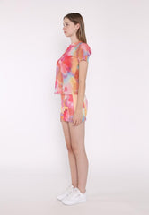 Mini Skirt - Multi Water Colour Flower