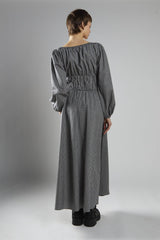 Black Check Velvet Bow Maxi Dress