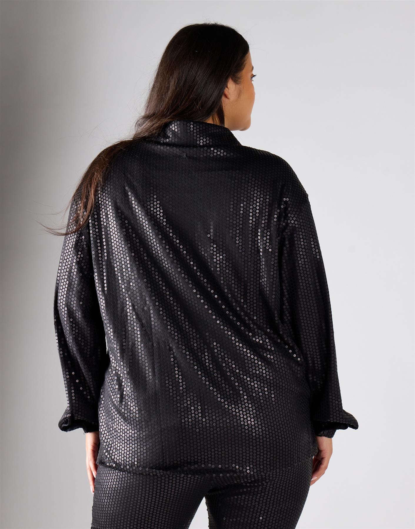 Glamorous Curve Black Sequin Top