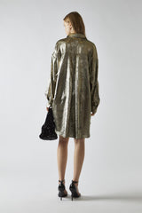 Black-Gold Metallic Hi-Low Shirt-Dress