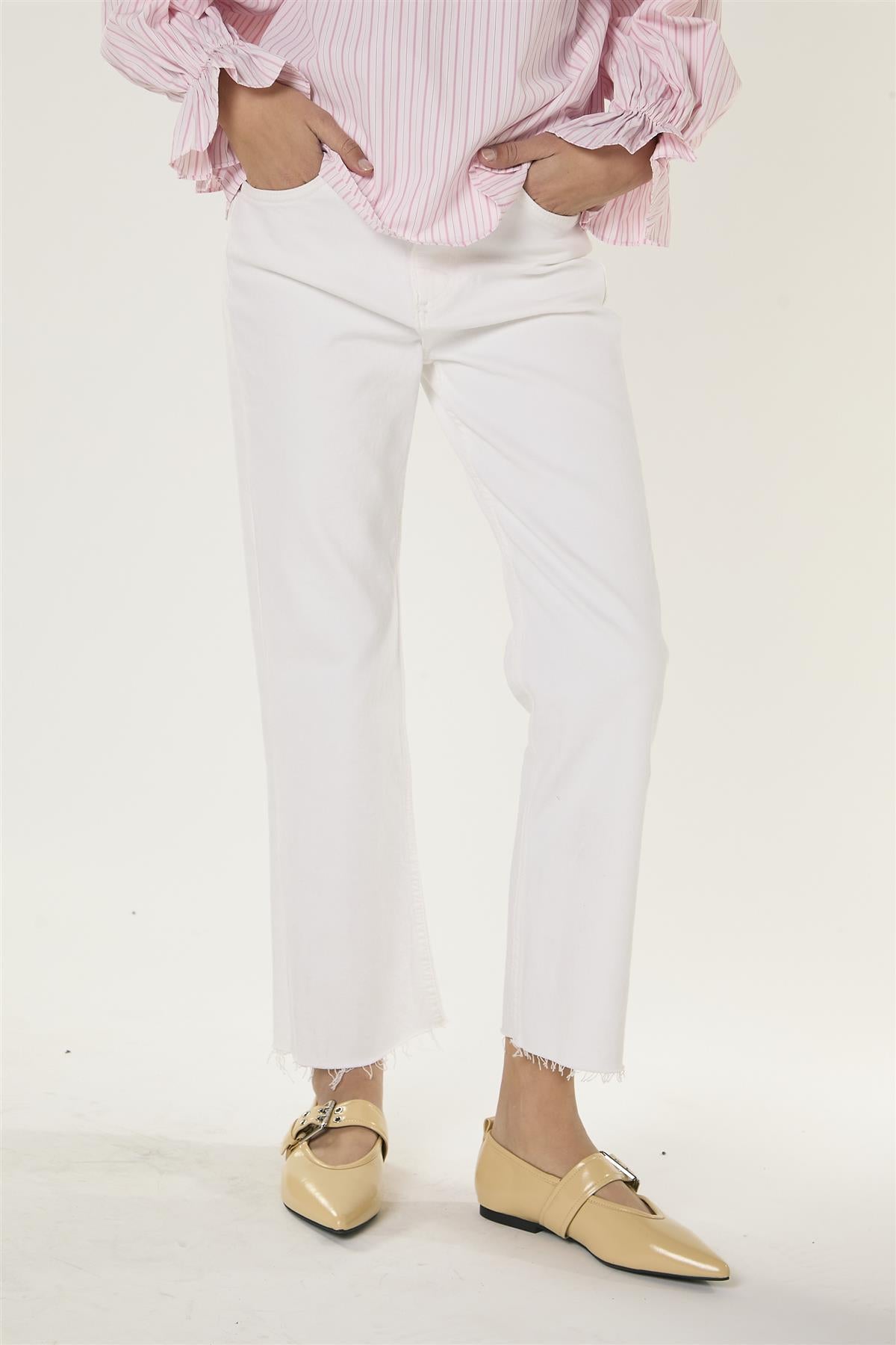 White Cropped Flared Jeans