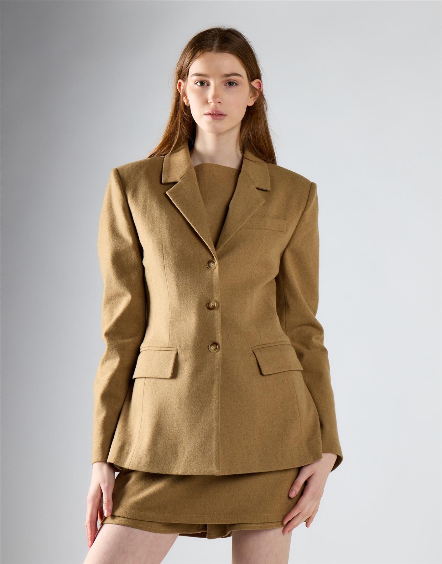 Sand Hourglass Blazer Jacket