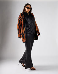 Glamorous Curve Women's  Tiger Lurex Regular Cardigan
