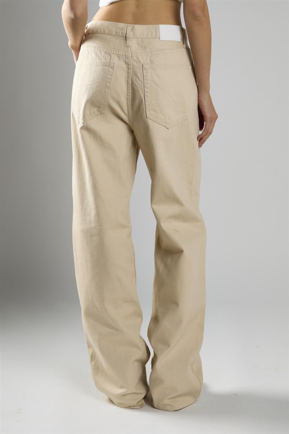 Ecru High-Waisted Straight-Leg Jeans