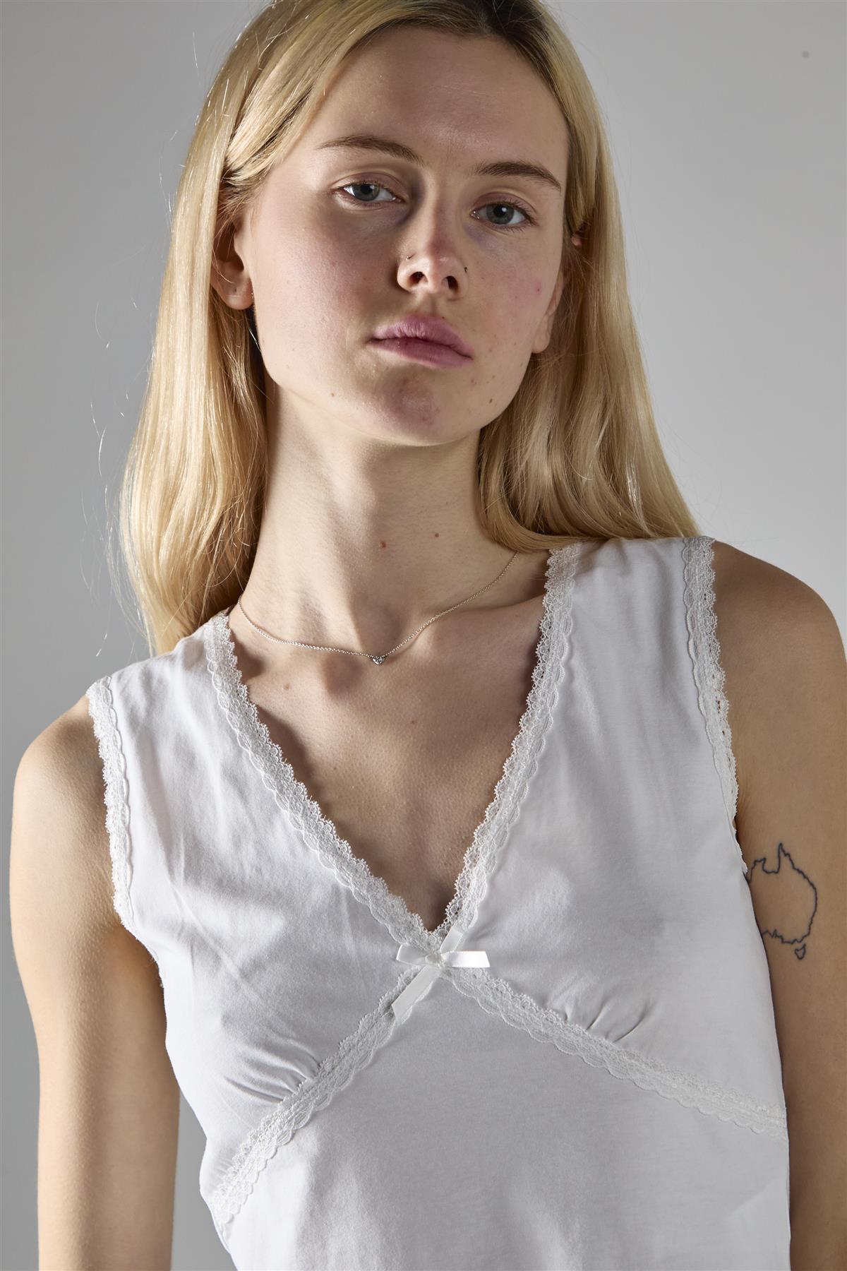 White V-Neck Crop-Top