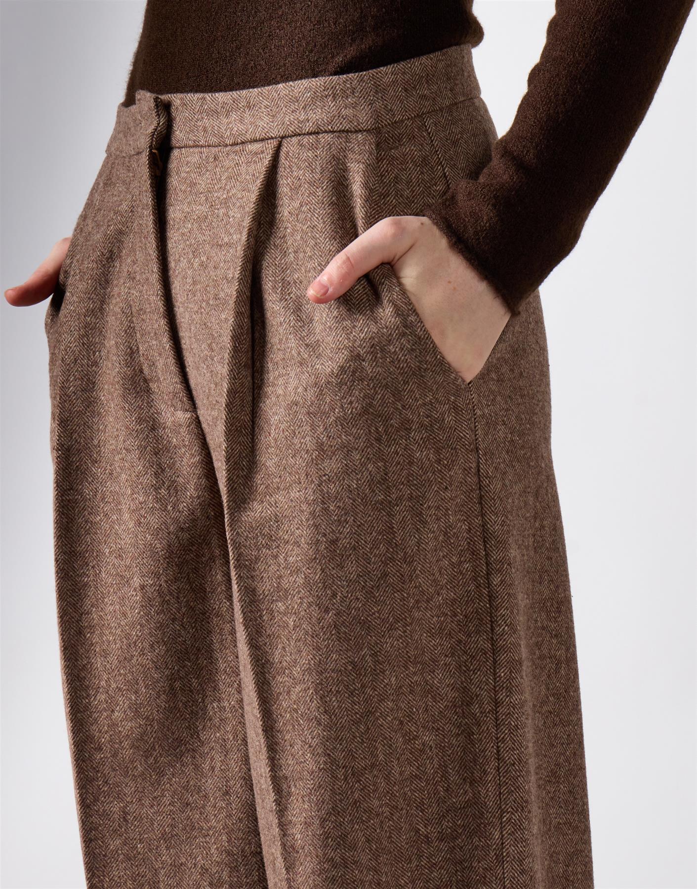 Brown Marl Straight Leg Trousers