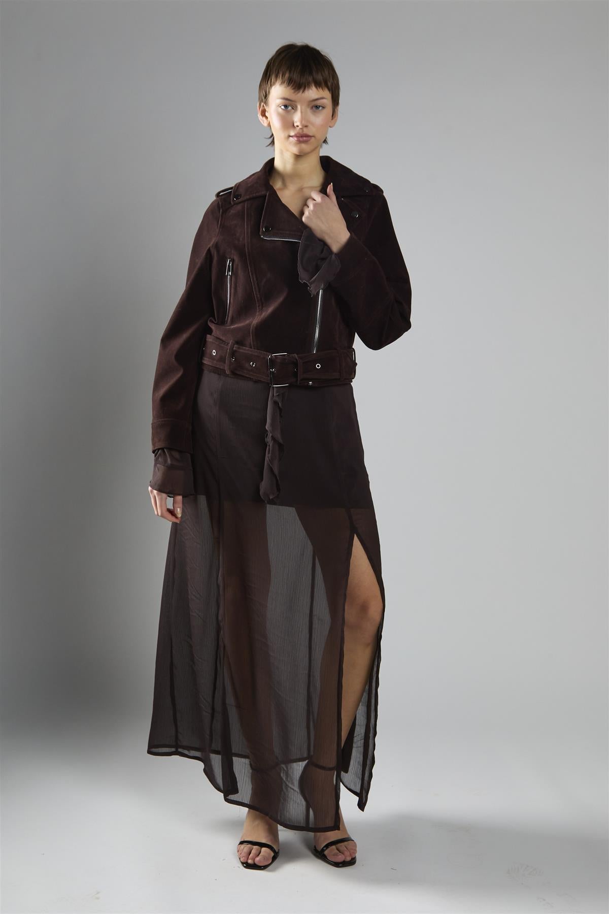 Rich-Brown Biker Long Sleeve-Jacket