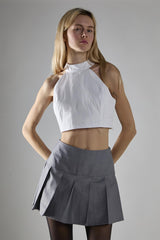 White Halter-Neck Crop-Top