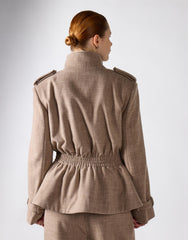 Stone Textured Cinched Waist Jacket