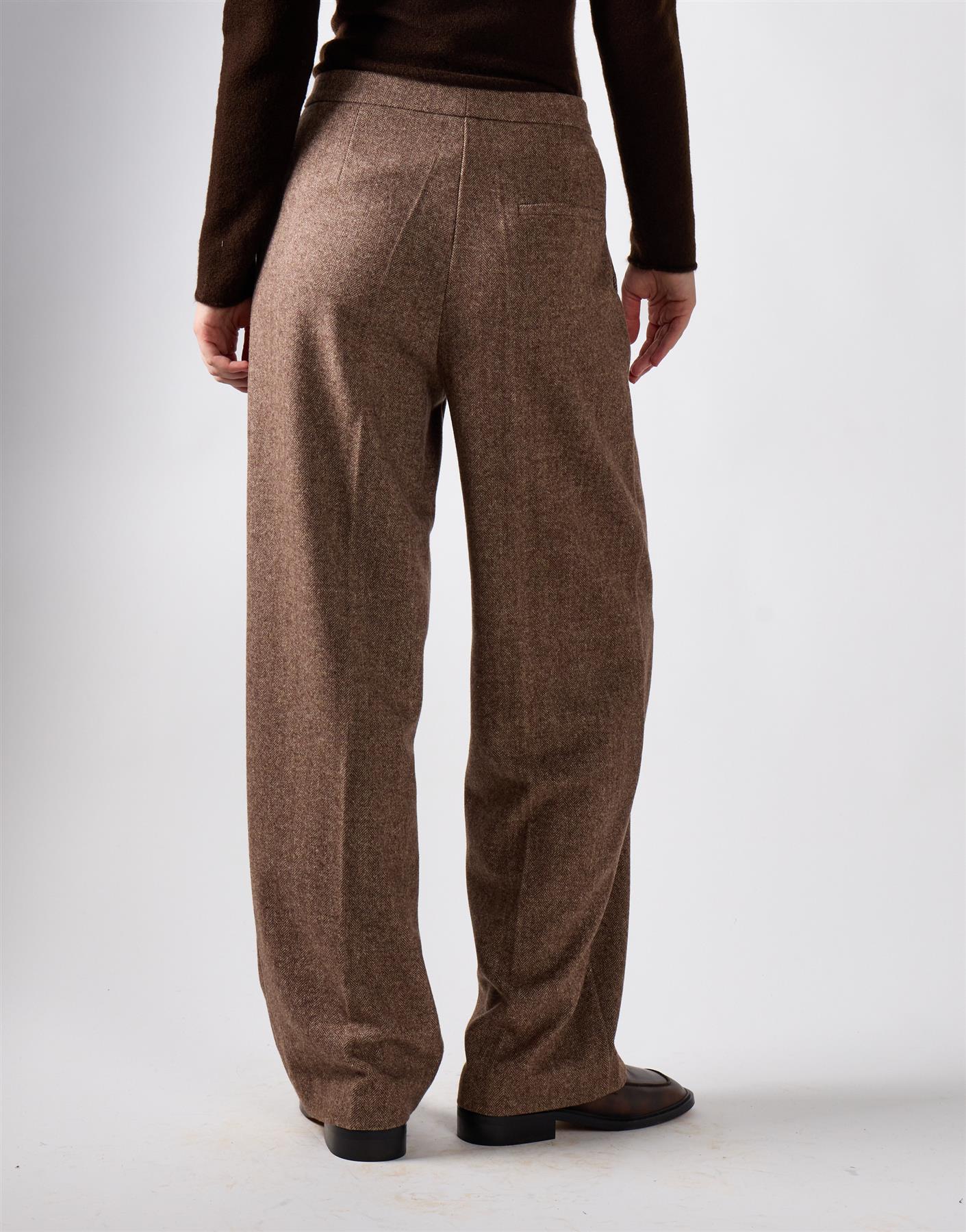 Brown Marl Straight Leg Trousers