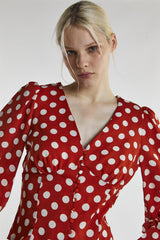 Rusty White Polka Long Sleeve-Top