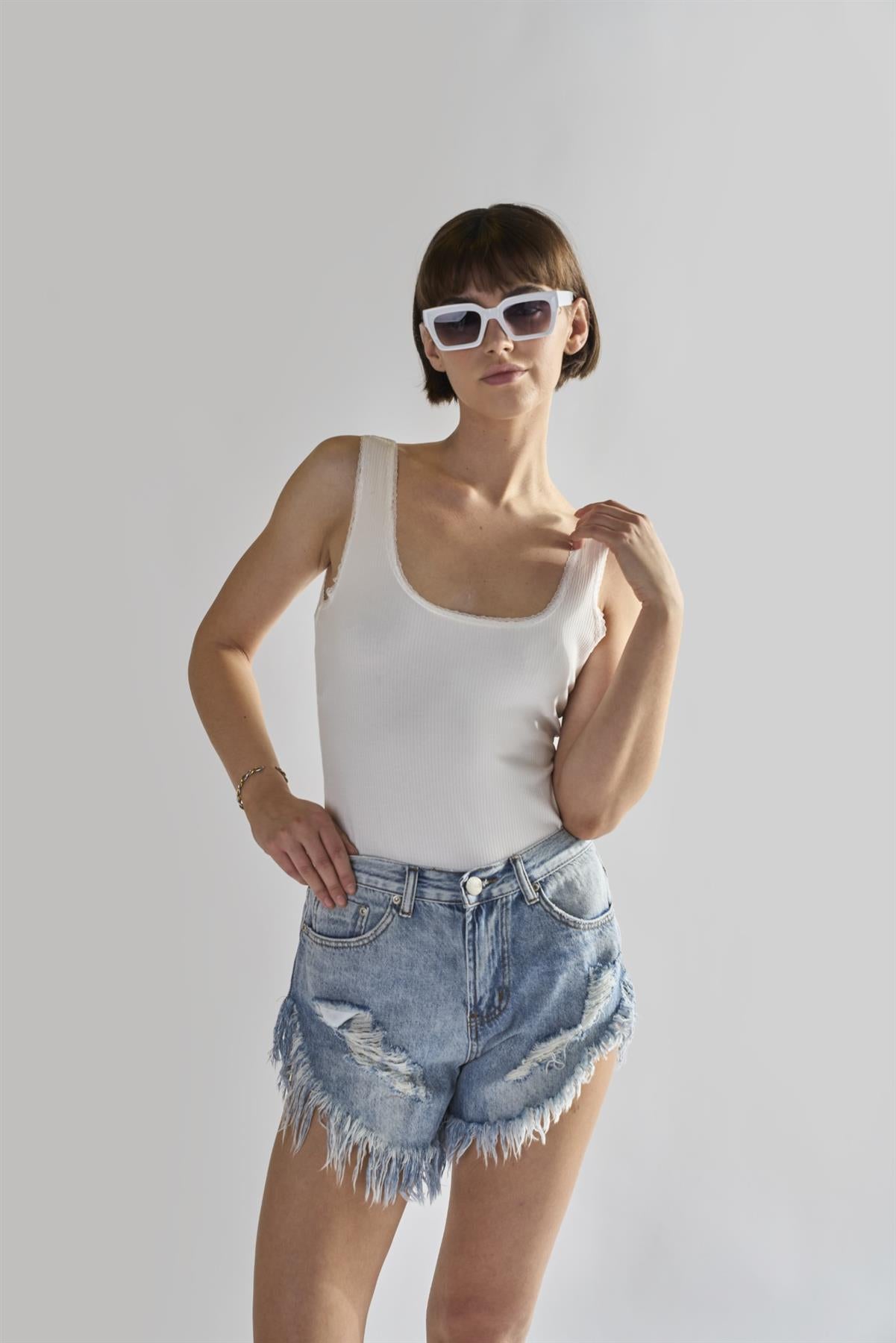 Off-White Square-Neck Bodysuit