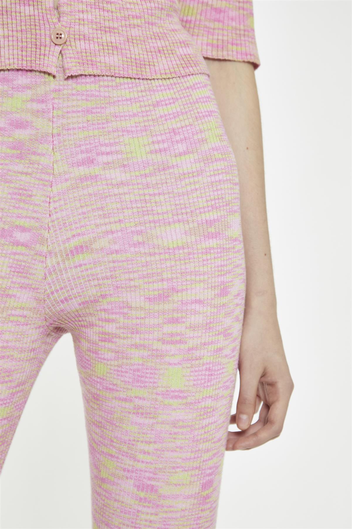 Pink Lime Space Dye High Waisted Flared Leggings