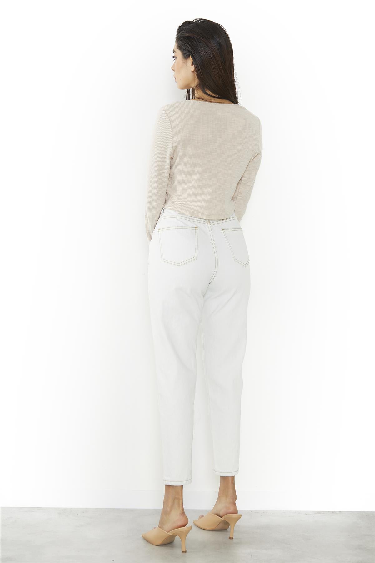 Bleach Wash Slim Cropped Jeans