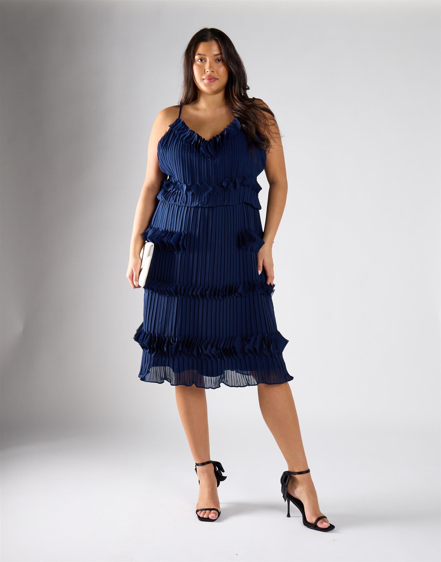 Navy Tiered Strap Dress