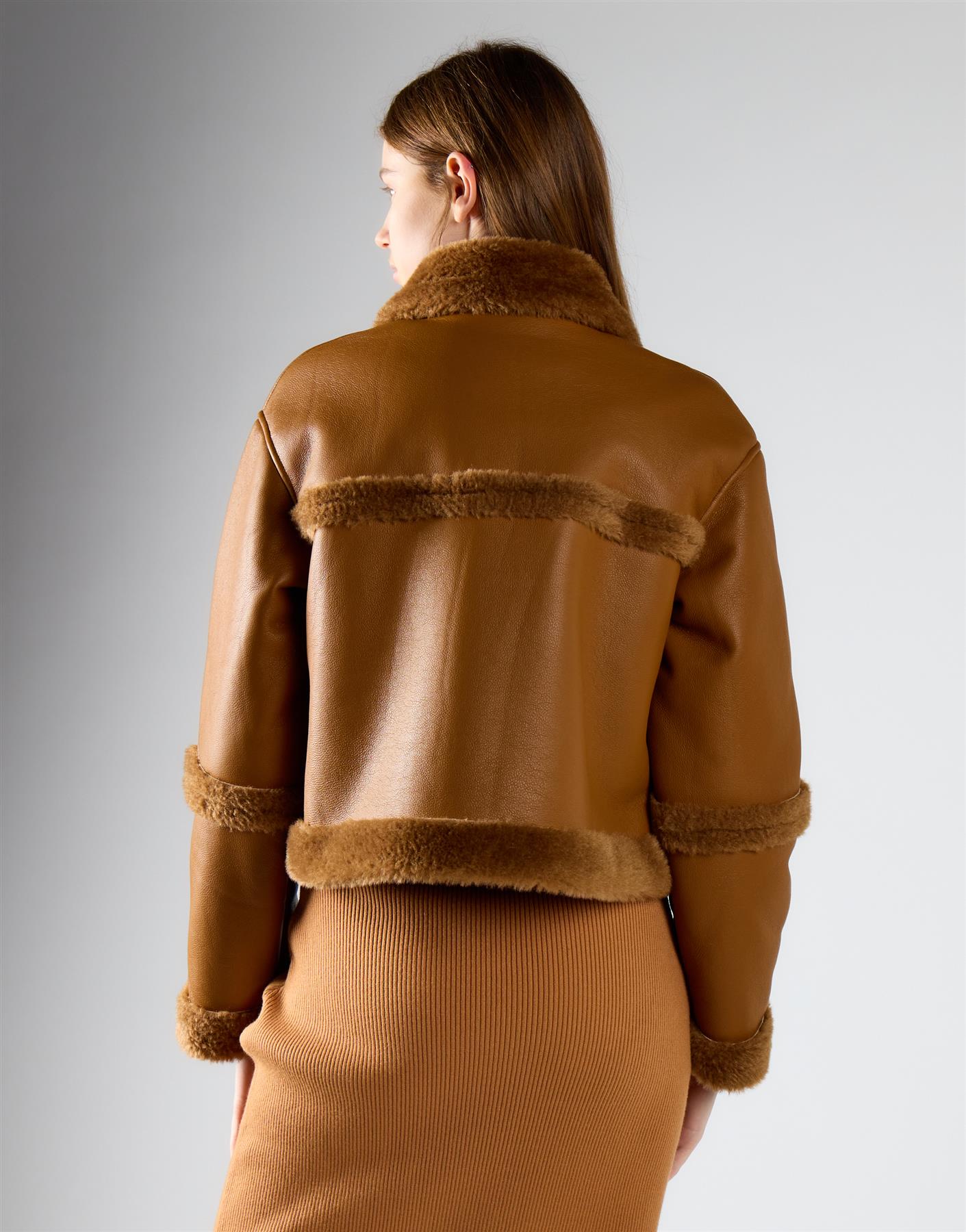 Tan Fur Contrast Jacket