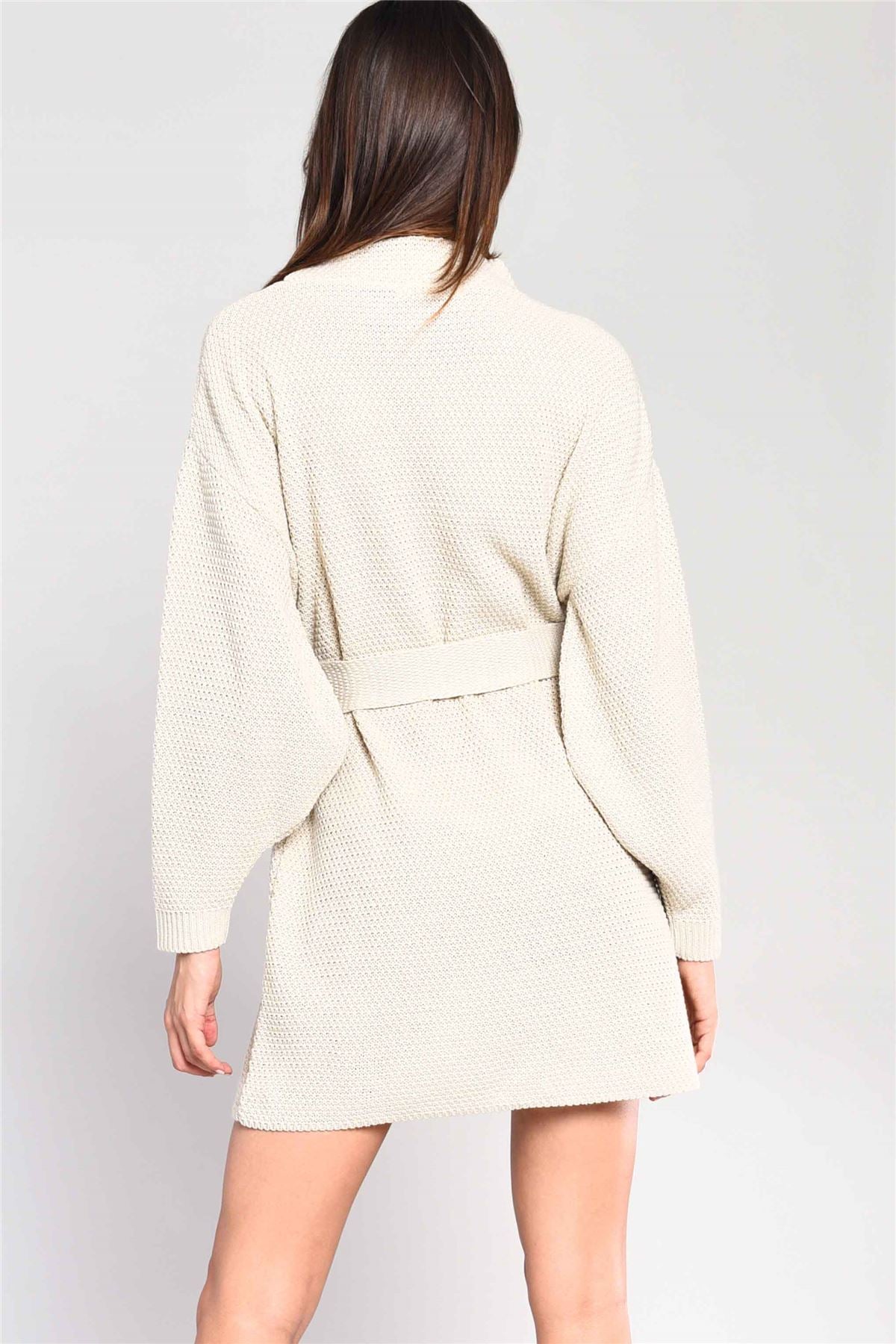 Ecru Tie Waist Jumper Dress