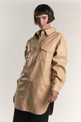 Honey PU Button Front Shirt