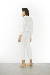 Off-White Collared-Sunflower Crop-top