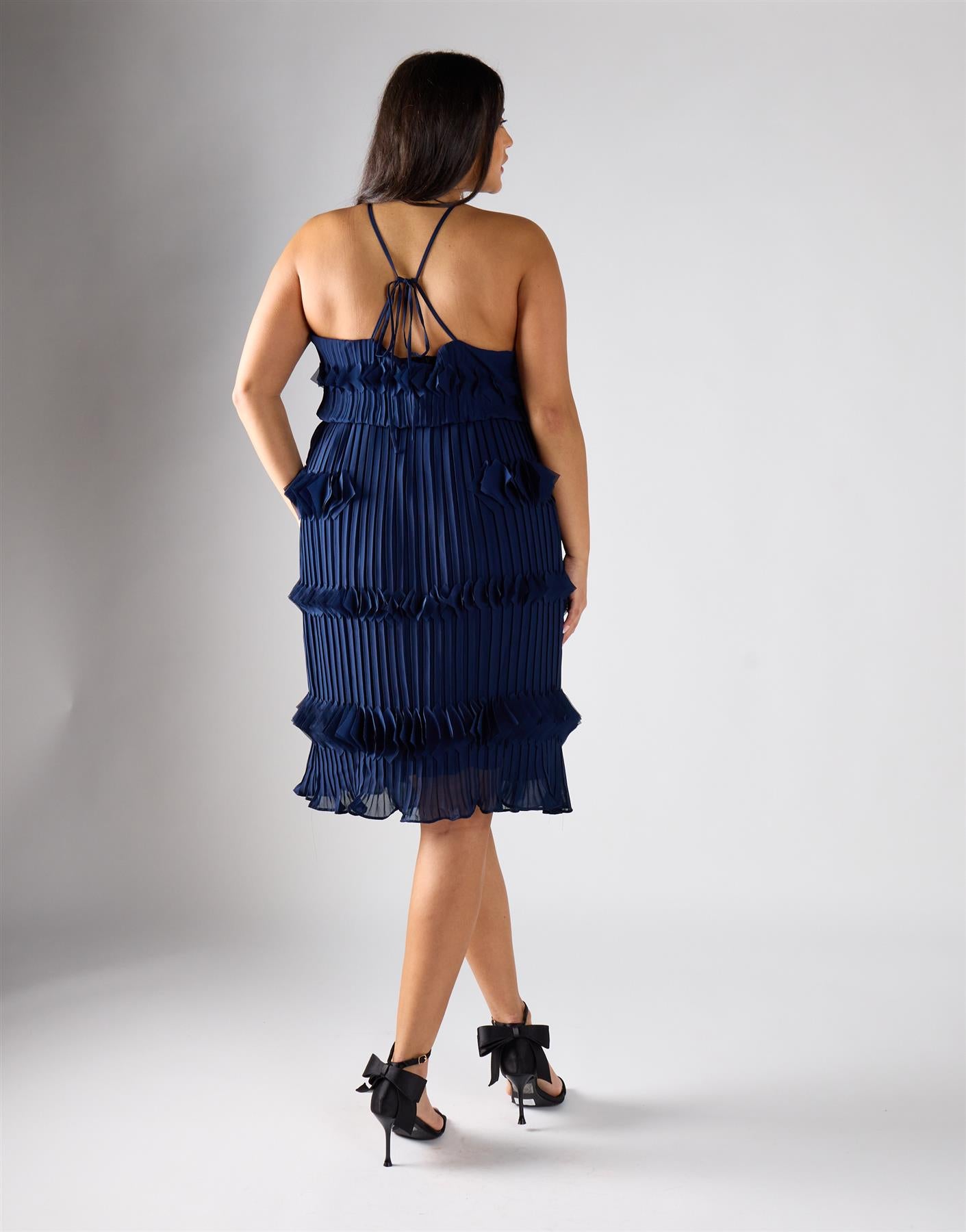 Navy Tiered Strap Dress