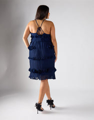 Navy Tiered Strap Dress