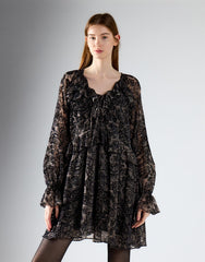 Black Paisley Devore Mini Dress
