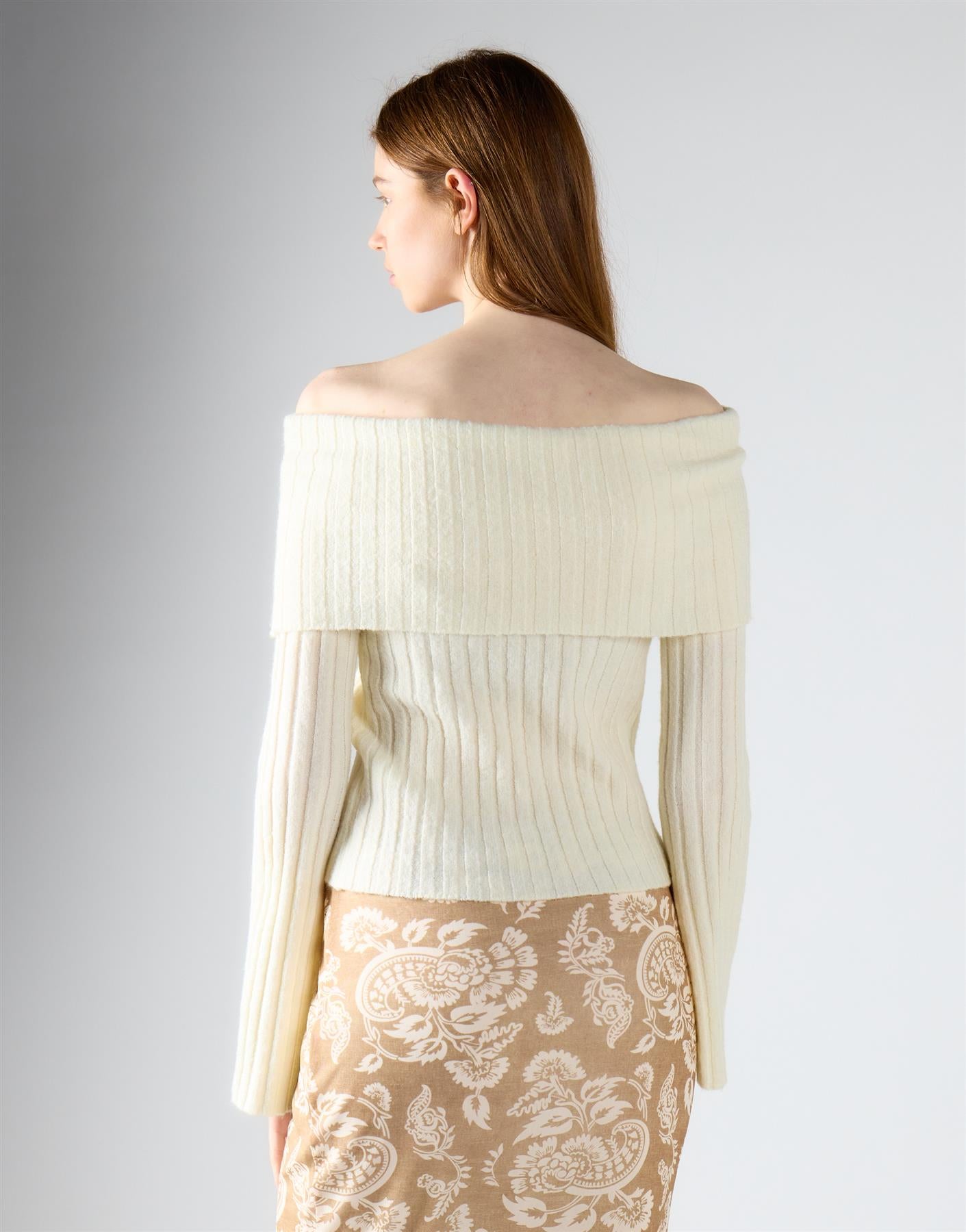 Cream Bardot Knit Jumper