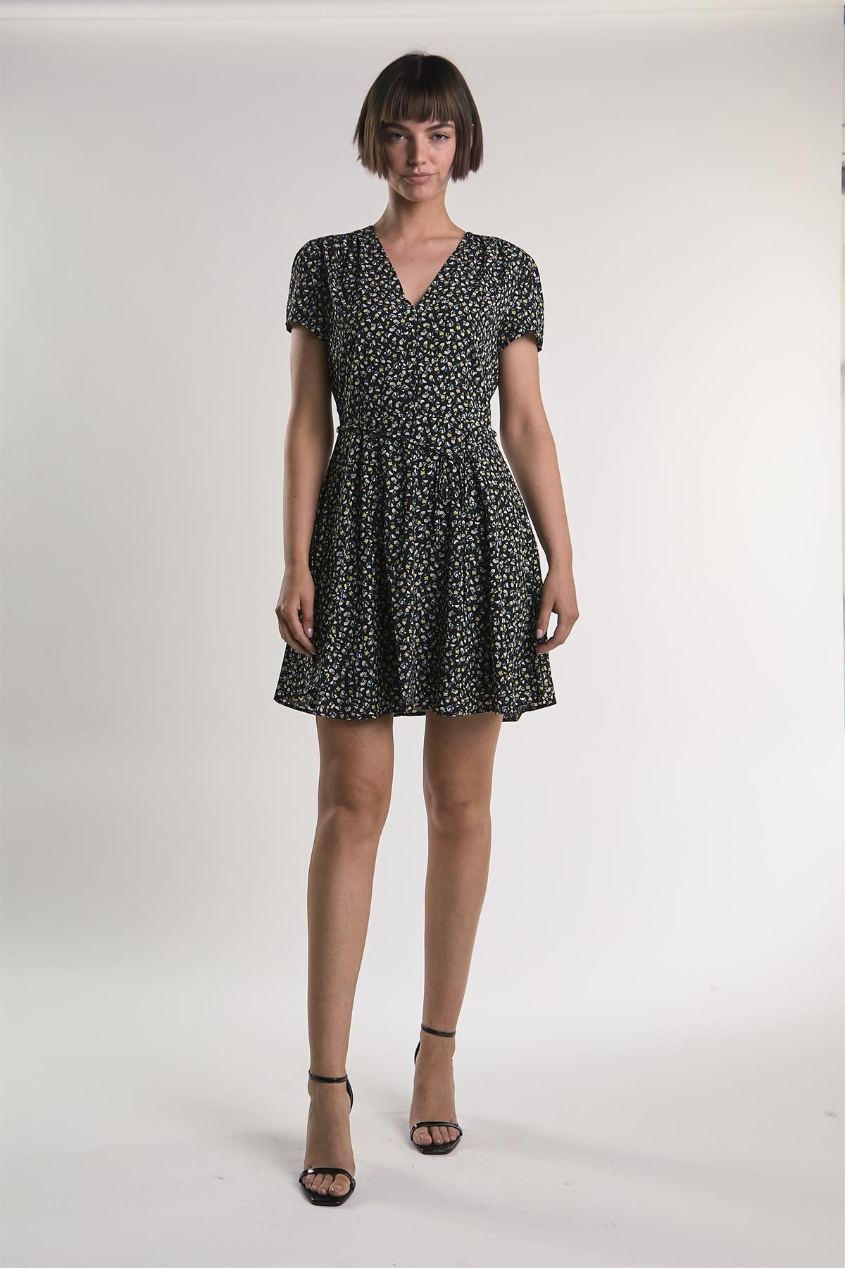 KA6516-BLACK LARGE MUSTARD DITSY