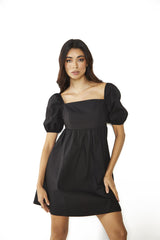 Black Square-Neck Mini-Dress