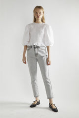 White Shirred Top