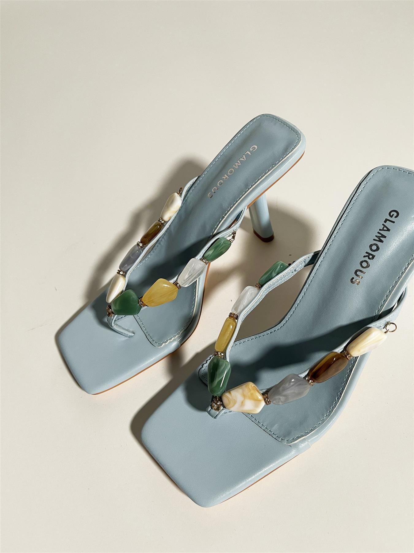 Baby-Blue Gemstone Sandals
